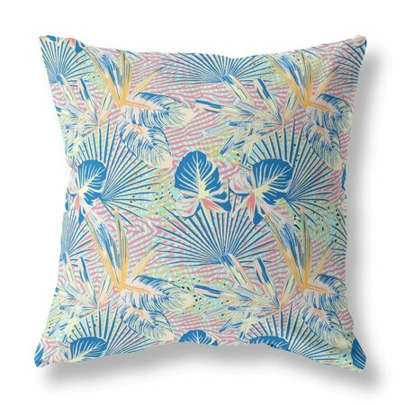PALACEDESIGNS 28 in. Tropical Indoor & Outdoor Throw Pillow Light Blue & Pink PA3101258